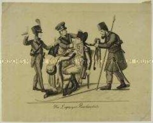 Karikatur auf die Niederlage Napoleons in der Völkerschlacht