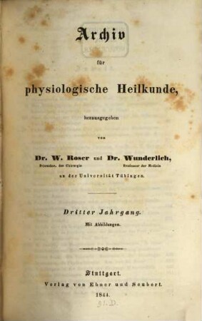 Archiv für physiologische Heilkunde. 3, 3. 1844