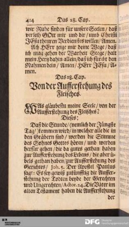 Das 28. Cap. Von der Aufferstehung des Fleisches.