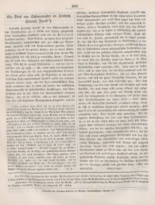 400 Ein Brief von Schleiermacher an Friedrich Heinrich Jacobi