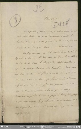 Eigenh. Brief von Achille Léon Victor de Broglie an August Wilhelm von Schlegel, Paris, 26.12.1828