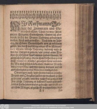 [Verneuerte Brauer-Ordnung der Stadt Halle]