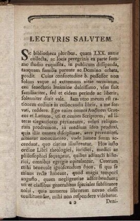 Lecturis Salutem.