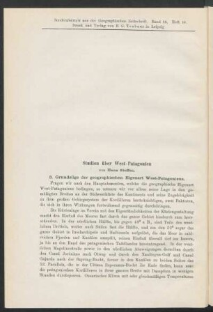 3. Grundzüge der geographischen Eigenart West-Patagoniens.