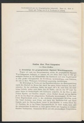 3. Grundzüge der geographischen Eigenart West-Patagoniens.