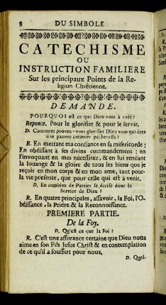 Catechisme ou instruction familiere sur les principaux Points de la Religion Chrêtienne.