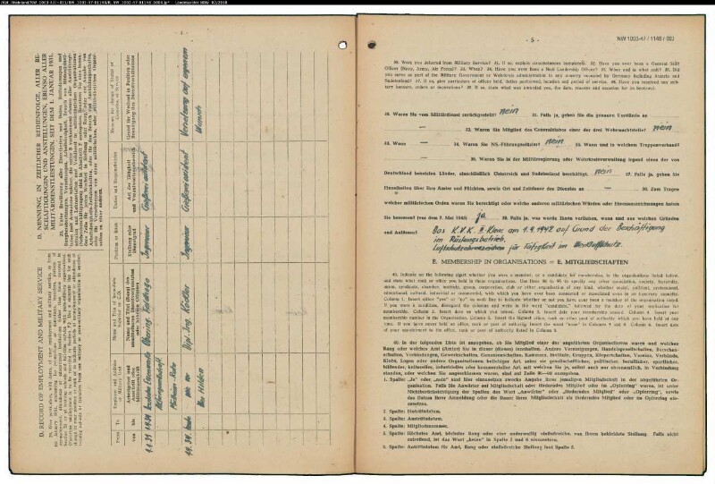 Entnazifizierung Josef Mehring , geb. 24.08.1901 (Ingenieur)