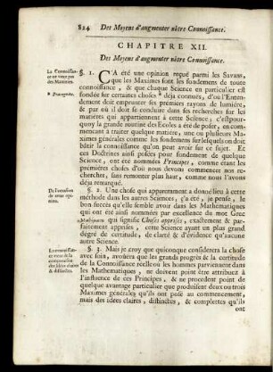 Chapitre XII. Des Moyens d' augmenter nôtre Connoissance
