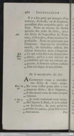De la mortification des sens