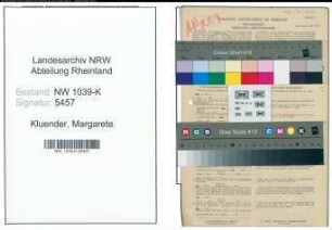 Entnazifizierung Margarete Kluender , geb. 28.07.1914 (Angestellte)