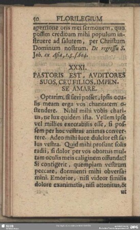 XXXI. Pastoris Est, Auditores Suos, Ceu Filios, Impense Amare