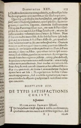 Disputatio XXV. De Typis Satisfactionis Christi