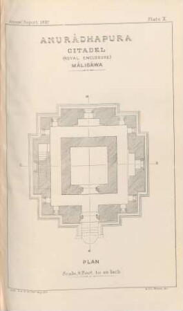 Plate X. Anurâdhapura. Citadel (Royal Enclosure). Mâligâwa. Plan