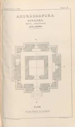 Plate X. Anurâdhapura. Citadel (Royal Enclosure). Mâligâwa. Plan