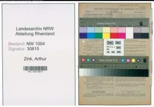 Entnazifizierung Arthur Zink , geb. 20.02.1885 (Bueroangestellter)
