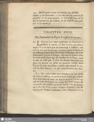 Chapitre XVIII. Des Fourneaux ou Foyers à raffiner le cuivre