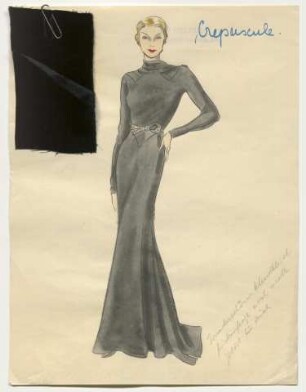 Crepuscule - Ein bodenlanges Kleid mit Schlaufengürtel, mit Materialprobe (Archivtitel)
