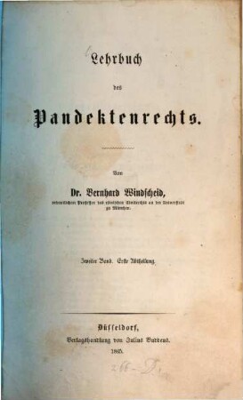 Lehrbuch des Pandektenrechts, 2,1