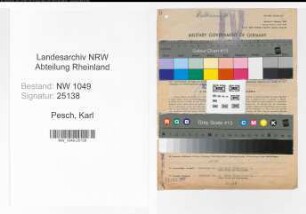 Entnazifizierung Karl Pesch , geb. 27.04.1906 (Rechtsanwalt)
