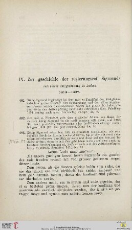 Zur geschichte der regierungszeit Sigmund seit seiner königskrönung in Aachen. 1414-1437