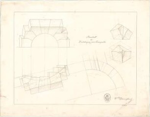 Thiersch, August ; Studienarbeiten - Durchdringung zweier Tonnengewölbe (Schnitte)