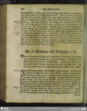 Am 16. Sonntage nach Trinitatis, 1778