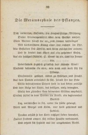 Die Metamorphose der Pflanzen.