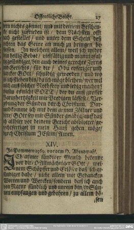 XIV. In Pommern 1569. vor dem H. Abendmahl