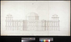 Aufriss einer Außenseite dieses Schlossneubaus (Cap. 7, Nr. 2, Bl. 9a)