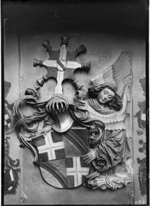 Baden-Baden Stiftskirche Epitaph Wappen nicht regierender Markgraf von Baden Friedrich IV. Bischof von Utrecht