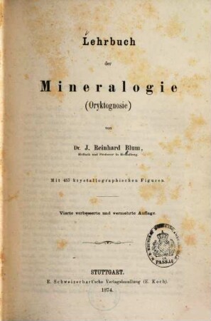 Lehrbuch der Mineralogie (Oryktognosie)