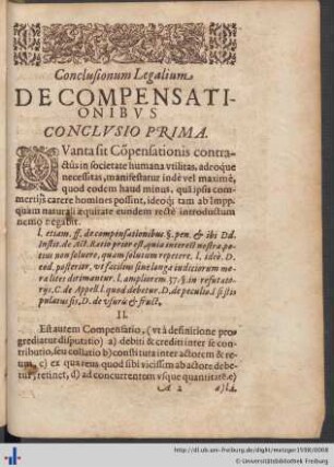 Conclusionum Legalium De Compensationibus.
