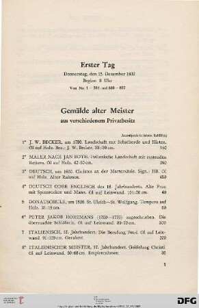 Gemälde alter Meister (Nr. 1-19)