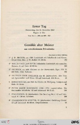 Gemälde alter Meister (Nr. 1-19)