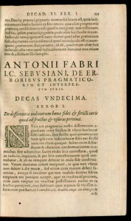 Antonii Fabri ... Decas Undecima.
