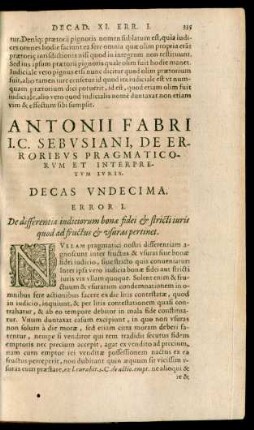 Antonii Fabri ... Decas Undecima.