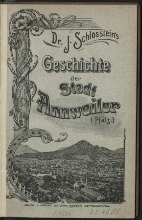 Dr. J. Schlosstein's Geschichte der Stadt Annweiler (Pfalz.)