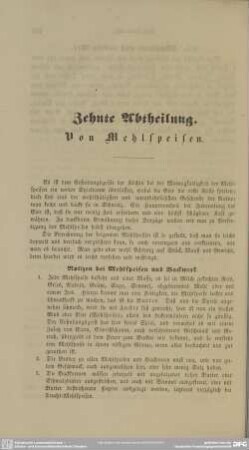 Zehnte Abtheilung. Von Mehlspeisen