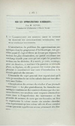 Sur les approximations numériques.