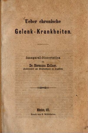 Über chronische Gelenk-Krankheiten