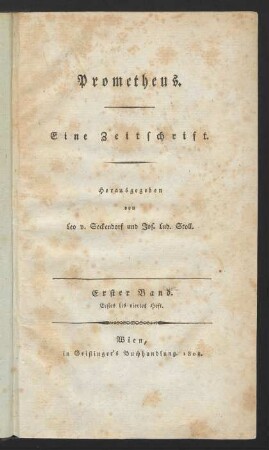 Erstes Heft: Prometheus