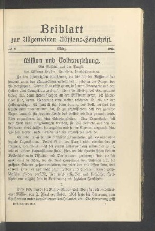 Beiblatt N° 2. März. 1913