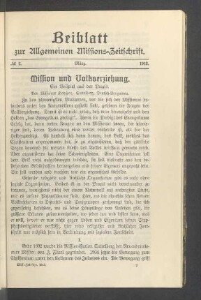 Beiblatt N° 2. März. 1913