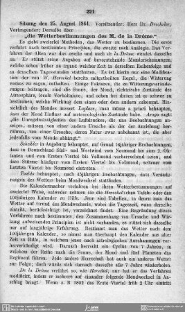Die Wetterbestimmungen des M. de la Drome