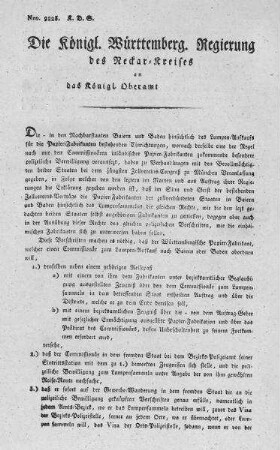 Erlass der Kreisregierung in Ludwigsburg über das Lumpensammeln für württ. Papierfabriken in Bayern und Baden