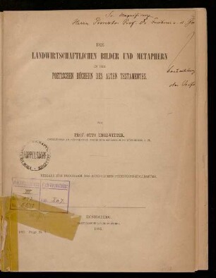 Die landwirtschaftlichen Bilder und Metaphern in den poetischen Büchern des Alten Testamentes