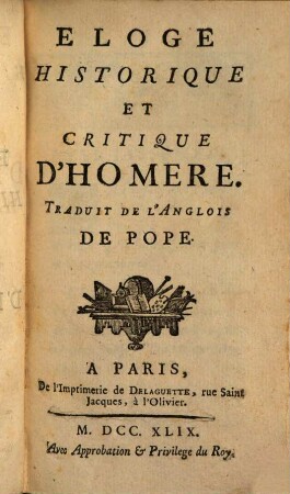 Eloge historique d'Homere