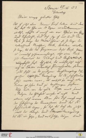 Heid. Hs. 3484,633: Brief von Eberhard Gothein an Marie Luise Gothein