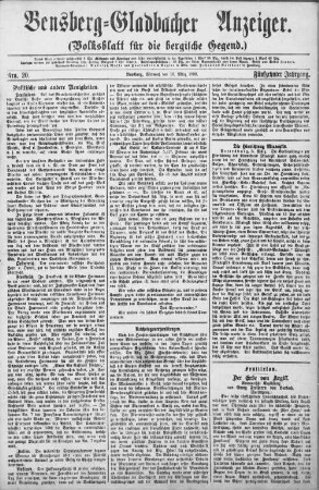 Bensberg-Gladbacher Anzeiger. 1870-1907