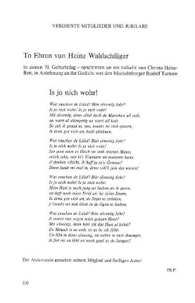 Verdiente Mitglieder und Jubilare